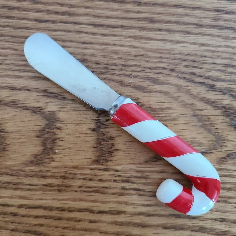 Boston Warehouse Santa Ceramic Serving Dish and Candy Cane Spreader Vintage 2006